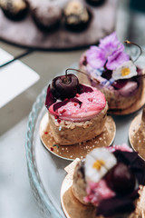 Cakes decorated with flowers