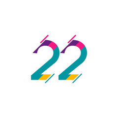 22 Years Anniversary Celebration Vector Template Design Illustration