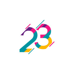 23 Years Anniversary Celebration Vector Template Design Illustration - obrazy, fototapety, plakaty