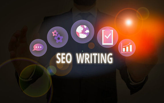 Handwriting text Seo Writing. Conceptual photo grabbing the attention of the search engines using specific word
