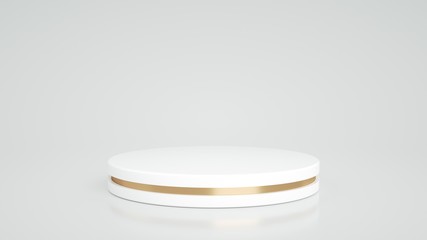 White And Golden Pedestal Isolated On The White Background With Empty Space - 3D Illustration 