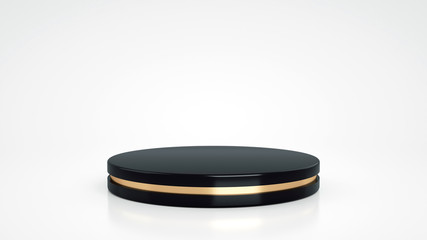 Black And Golden Pedestal Isolated On The White Background With Empty Space - 3D Illustration 