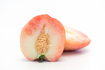 Beijing honey peach isolated on white background.