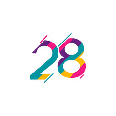 28 Years Anniversary Celebration Vector Template Design Illustration - obrazy, fototapety, plakaty