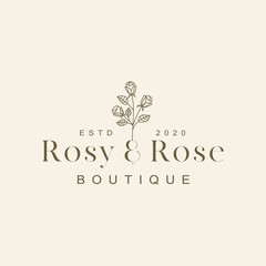 Luxury Vintage Rose For Boutique Logo Design Template