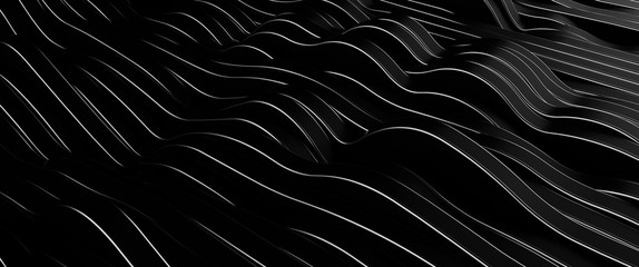Black And Silver Abstract Lines Background - 3D Illustration 
