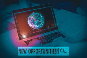 Conceptual hand writing showing New Opportunities. Concept meaning exchange views condition...