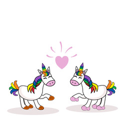 Unicorn in Love vector drawing style 