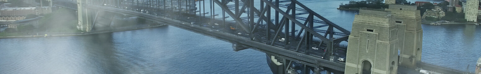 Aerial panoramic view of Sydney Harbor, New South Wales, Australia