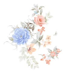 Abwaschbare Fototapete Watercolor flowers illustration © long