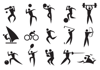 Icon of sport man in the different activities
