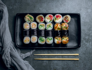 sushi set on a gray background