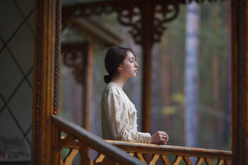 girl in a rustic country house