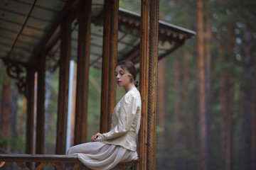 girl in a rustic country house
