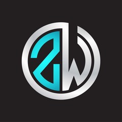 ZW Initial logo linked circle monogram