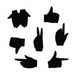 Hands icon. Like and dislike icons set. Thumbs up and thumbs down. Vector illustration. Hand drawn
