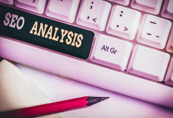 Conceptual hand writing showing Seo Analysis. Concept meaning tool helps showing to study on how to...