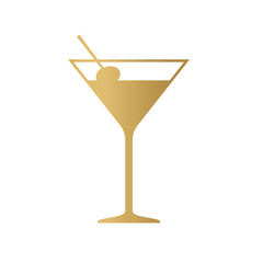 golden coctail glass icon- vector illustration