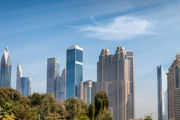 Dubai skyline as seen from the street