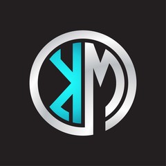 KM Initial logo linked circle monogram