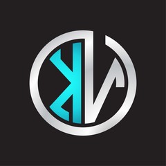 KV Initial logo linked circle monogram