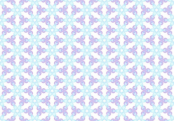 Watercolor seamless geometric pattern design illustration. Background texture. In blue, purple colors on white background.