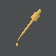 golden pipette icon- vector illustration