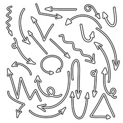 Arrows . Vector hand drawn arrows set on a white background