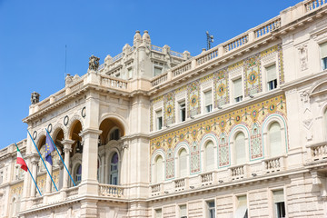 Fototapeta na wymiar Trieste, Italy. View of Government of Trieste building in sunny day.