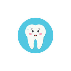 Cute tooth icon. Vector illustration for print, card, presentation, sticker, logo kids dentistry