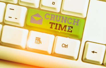 Handwriting text Crunch Time. Conceptual photo period when pressure to succeed is great often...