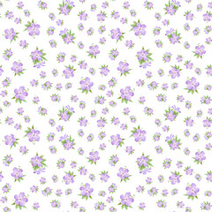 Obraz na płótnie Canvas Seamless pattern of watercolor geranium flowers. Perfect for web design, cosmetics design, package, textile, wedding invitation, logo