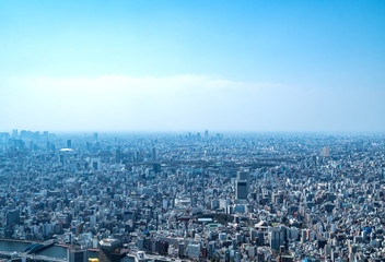 Naklejka na ściany i meble Asia business concept for real estate and corporate construction - panoramic urban city skyline aerial view under sky in tokyo, Japan