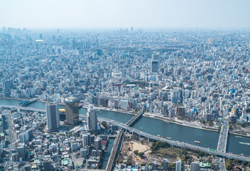 Obraz premium Asia business concept for real estate and corporate construction - panoramic urban city skyline aerial view under sky in tokyo, Japan