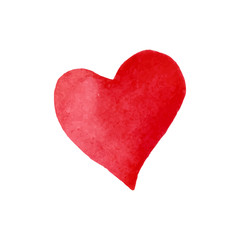 Watercolor red heart. Love icon