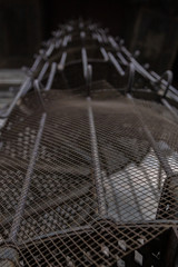 Circular iron staircase at St. Isaac's Cathedral on a winter cloudy day.