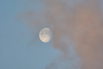 Naklejka na ściany i meble morning moon with pink clouds