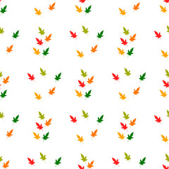 Seamless background with autumn leaves on white background. Endless pattern for your design. Vector.