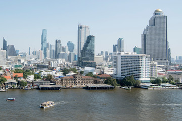 THAILAND BANGKOK CHAO PHRAYA RIVER SKYLINE