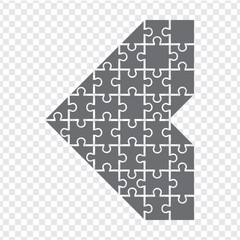 Simple icon polygonal puzzle in gray. Simple icon polygonal puzzle of the thirty six elements on transparent background. Puzzle of Plane. Vector illustration EPS10.