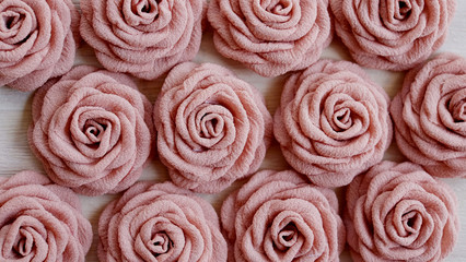 Handmade flowers DIY project made out of fabric floral or cloth flower. These flower handmade rose brown are great for do-it-yourself handicraft collection.