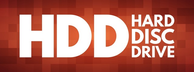HDD - Hard Disc Drive acronym, technology concept background