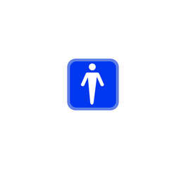 Man  toilet sign, restroom symbol illustration, wc sign vector. Blue flat vector icon male restroom symbol