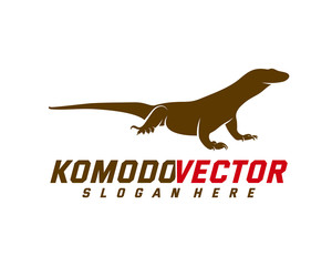 Komodo dragon logo design template. Graphic animal illustration.