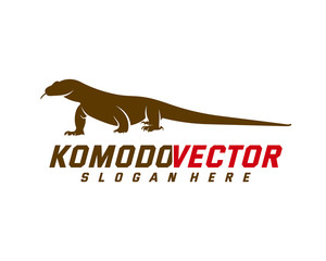 Komodo dragon logo design template. Graphic animal illustration.