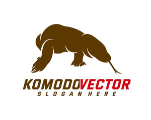 Komodo dragon logo design template. Graphic animal illustration.