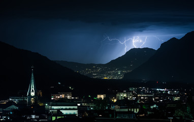 Thunder, stormy and stormy sky, night thunderstorm, rough night, night landscape