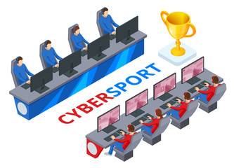 Isometric Cybersport or Electronic Sports, E-sports, or eSports, sports competition using video games. Organized multiplayer video game competitions.