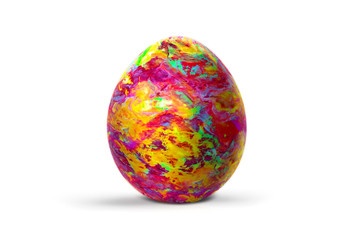 Easter egg isolated on white background. Abstract colorful pattern