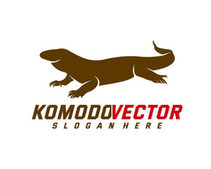 Komodo dragon logo design template. Graphic animal illustration.